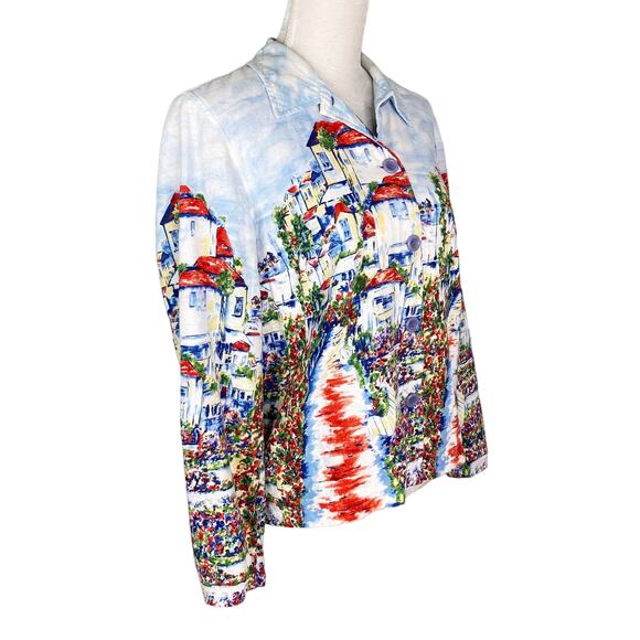 Coldwater Creek Jacket PL Large Petite Watercolor Blazer Linen Blend - Picture 7 of 9